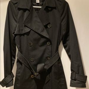 H&M shorter trench coat - black, size M.